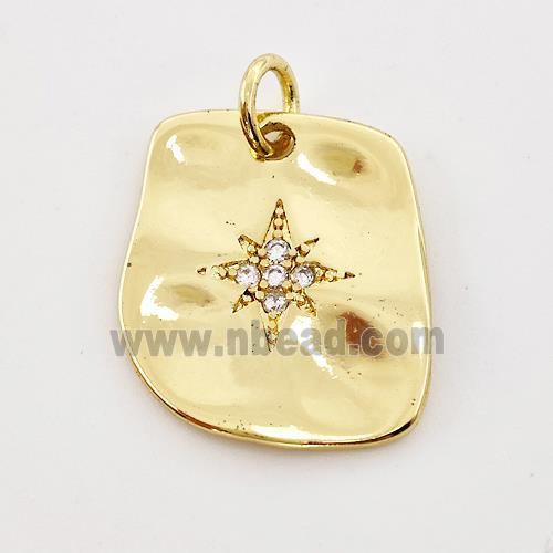 Copper Slice Pendant Micro Pave Zirconia Northstar Gold Plated