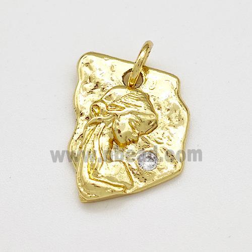 Kids Girls Charms Copper Slice Pendant Pave Zircon Gold Plated