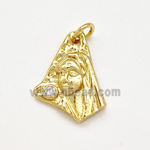 Tribe Girls Copper Slice Pendant Pave Zircon Gold Plated