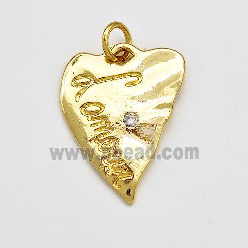 Copper Heart Pendnat Pave Zircon Gold Plated