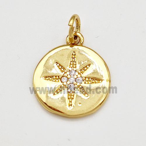Copper Northstar Pendant Pave Zirconia Gold Plated