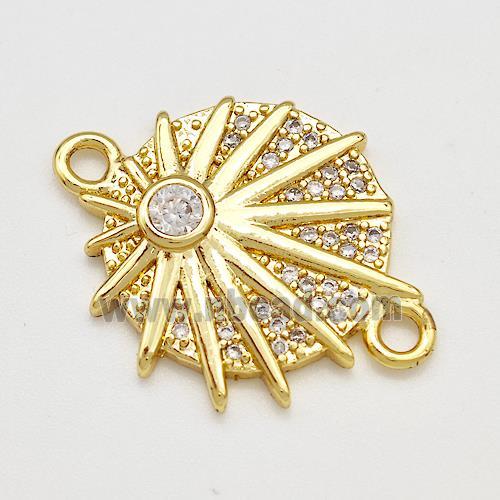 Copper Sun Charms Connector Pave Zircon Gold Plated