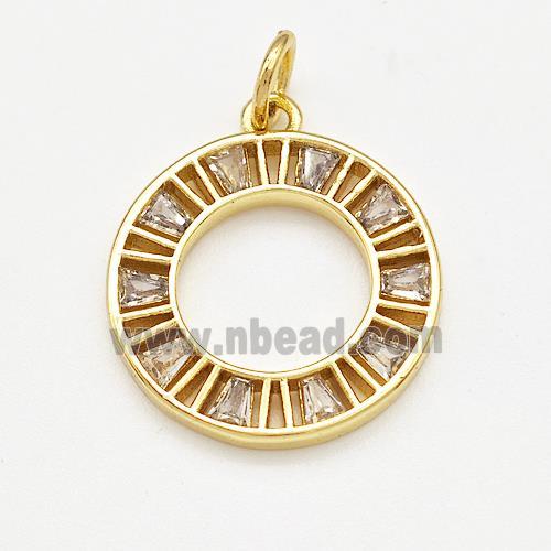 Copper Circle Pendant Pave Zirconia Gold Plated