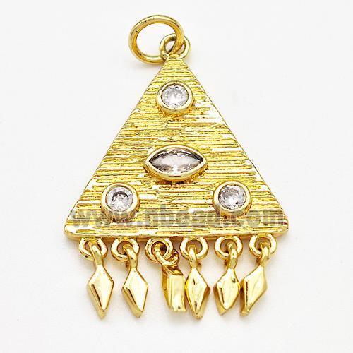Copper Triangle Charms Pendant Pave Zirconia Gold Plated