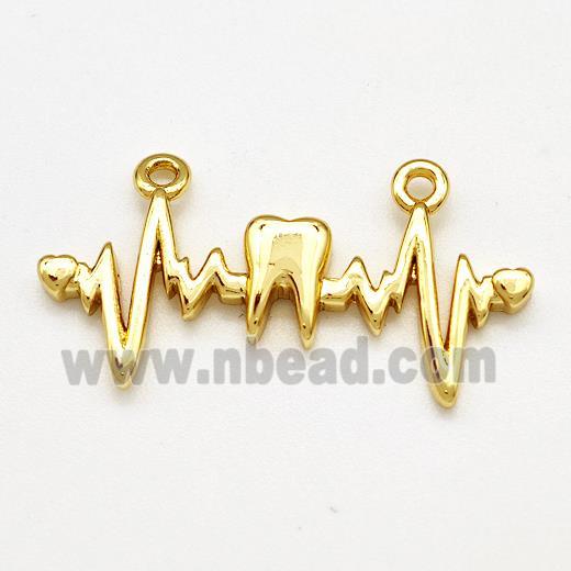 Copper Heartbeat Charms Pendant 2loops Gold Plated