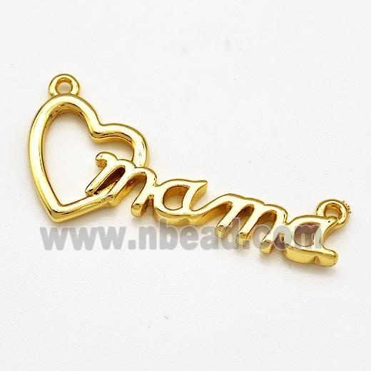 Mama Heart Copper Pendant 2loops Gold Plated