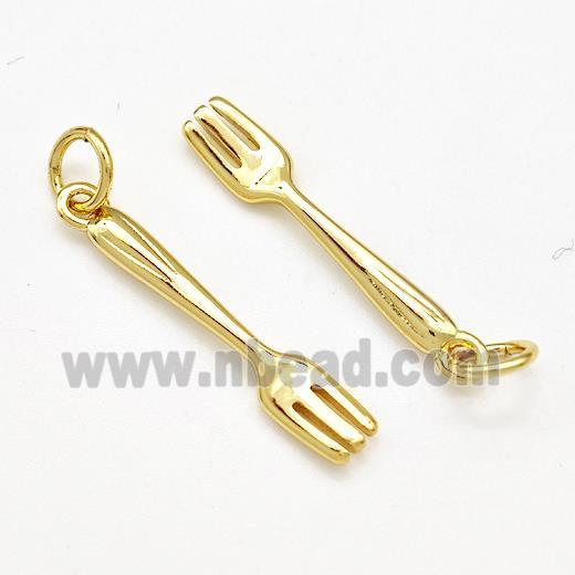 Fork Charms Copper Pendant Gold Plated