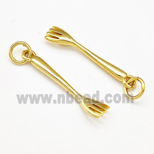 Fork Charms Copper Pendant Gold Plated