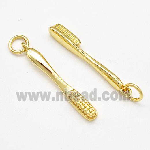Toothbrush Charms Copper Pendant Gold Plated
