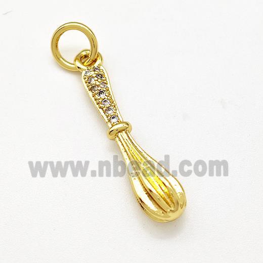 Spoon Charms Copper Pendant Pave Zircon Gold Plated