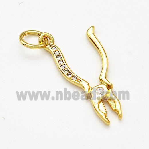Pliers Charms Copper Pendant Pave Zircon Gold Plated
