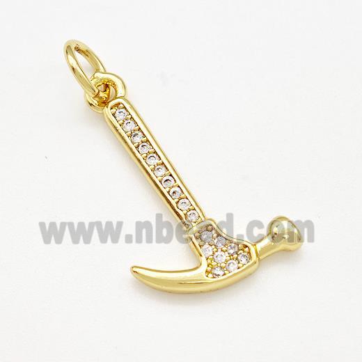 Hammer Charms Copper Pendant Pave Zircon Gold Plated