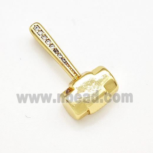 Hammer Charms Copper Pendant Pave Zircon Gold Plated