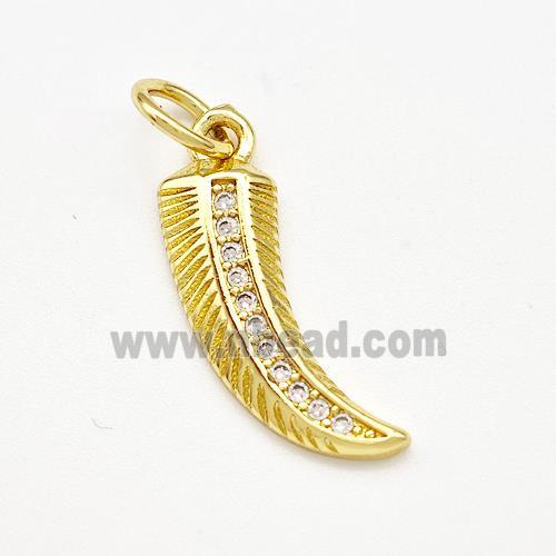 Horn Charms Copper Pendant Pave Zircon Gold Plated