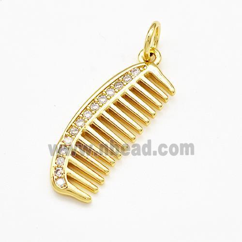 Comb Charms Copper Pendant Pave Zircon Gold Plated