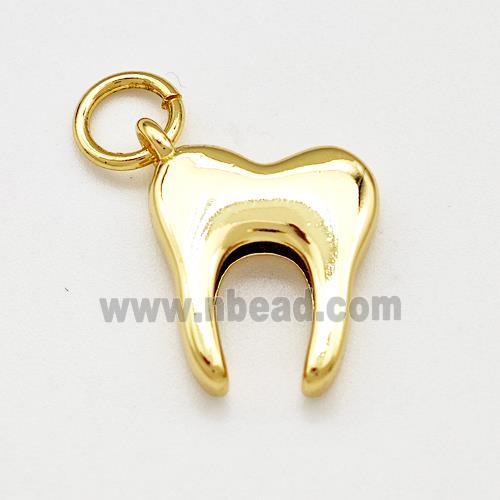 Tooth Charms Copper Pendant Pave Zircon Gold Plated