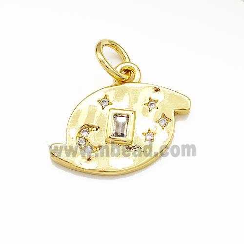 Copper Planet Moon Star Pendant Pave Zircon Gold Plated