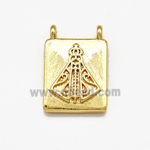 Copper Rectangle Pendant 2loops Gold Plated