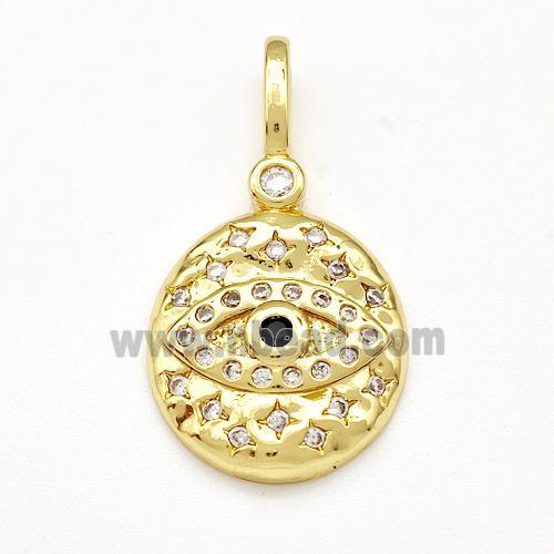 Copper Eveil Eye Pendant Micro Pave Zirconia Gold Plated