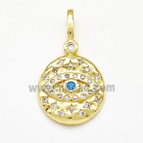 Copper Eveil Eye Pendant Micro Pave Zirconia Gold Plated