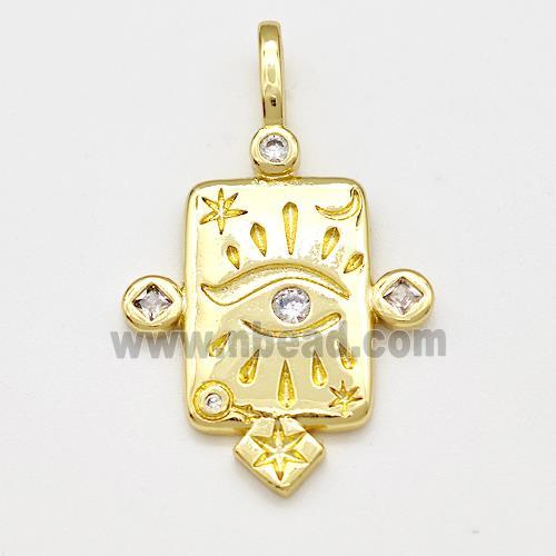 Copper Eye Pendant Pave Zircon Rectangle Gold Plated