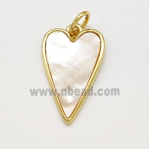 Copper Heart Pendant Pave Shell Gold Plated