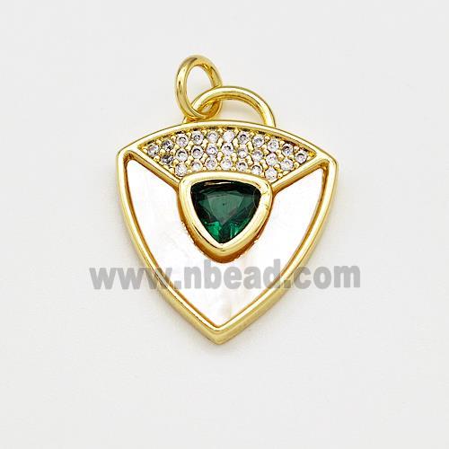 Copper Triangle Shield Pave Shell Zirconia Gold Plated