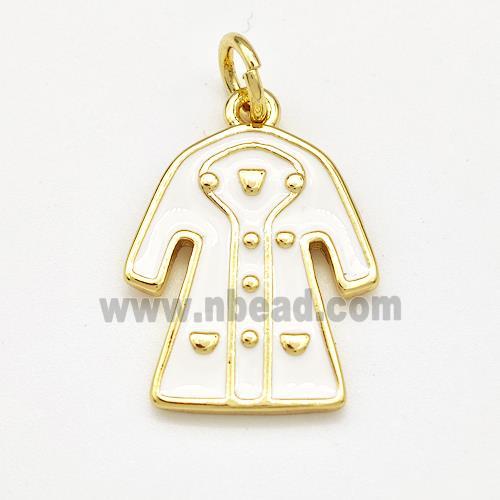 Dress Charms Copper Pendant White Enamel Gold Plated
