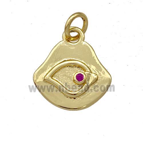 Copper Eye Pendant Pave Zircon Gold Plated