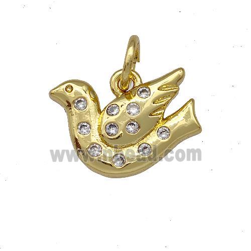 Copper Birds Charms Pendant Micro Pave Zirconia Gold Plated