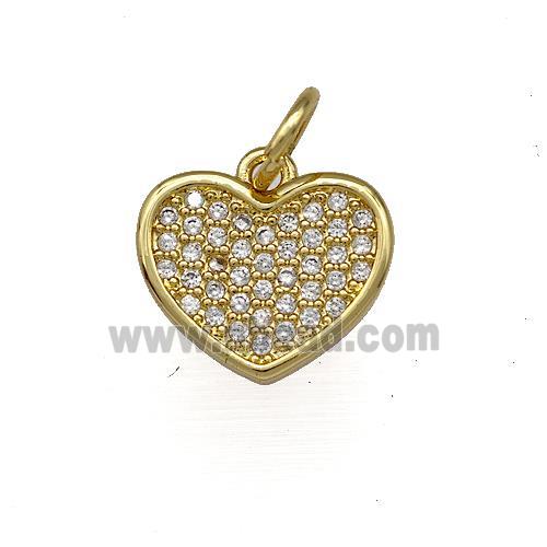 Copper Heart Pendant Micro Pave Zirconia Gold Plated