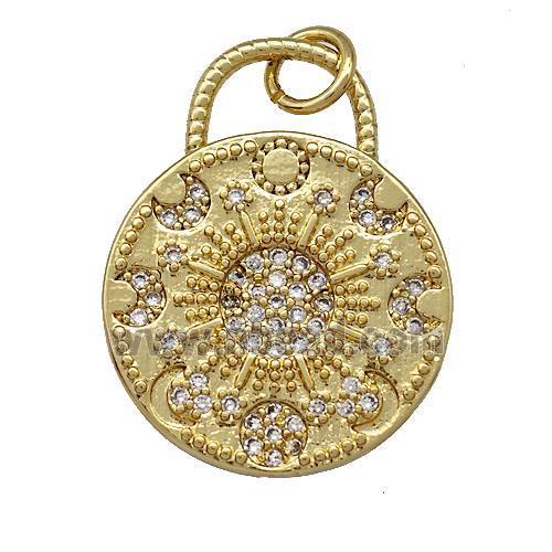 Copper Sun Charms Pendant Micro Pave Zirconia Gold Plated