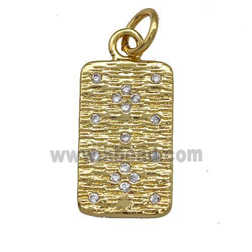 Copper Rectangle Pendant Micro Pave Zirconia Gold Plated
