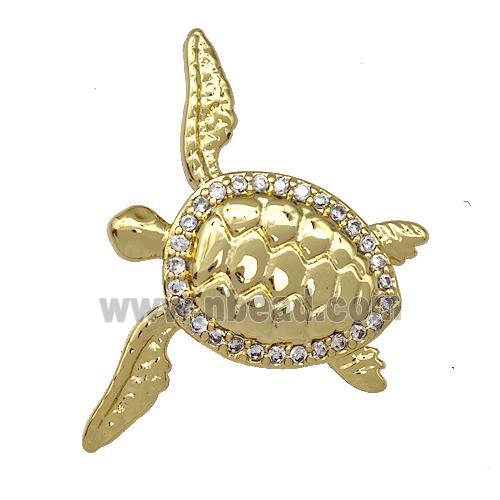 Copper Tortoise Charms Pendant Pave Zircon Gold Plated