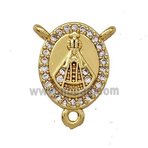 Copper Oval Pope Charms Pendant Micro Pave Zirconia 3loops Gold Plated