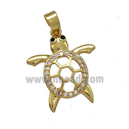 Copper Tortoise Charms Pendant Pave Zirconia Gold Plated