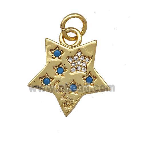 Copper Star Pendant Micro Pave Zirconia Gold Plated