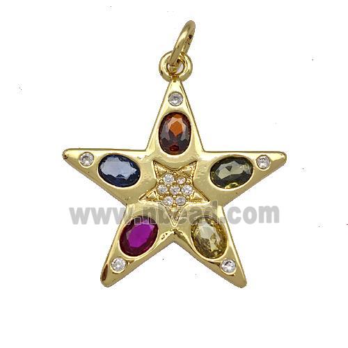 Copper Star Pendant Micro Pave Zirconia Gold Plated