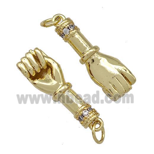 Copper Hand Pendant Pave Zirconia Gold Plated