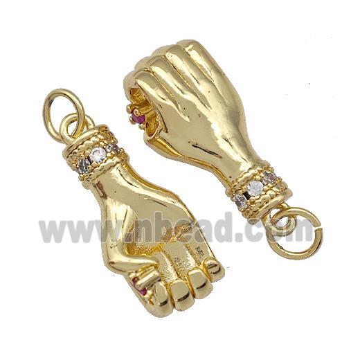 Copper Hand Pendant Pave Zirconia Gold Plated
