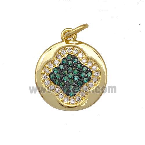 Copper Clover Charms Pendant Pave Zircon Circle Gold Plated