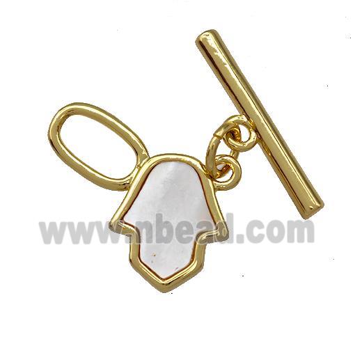 Copper Toggle Clasp Pave Shell Hand Gold Plated