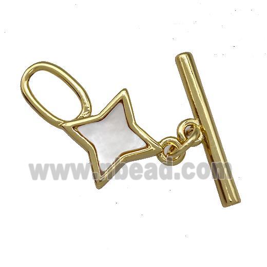 Copper Toggle Clasp Pave Shell Star Gold Plated