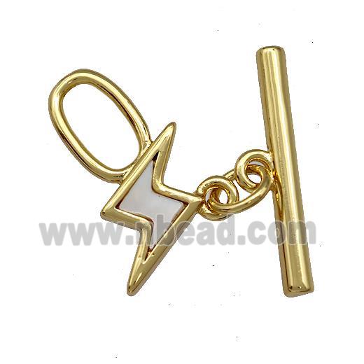 Copper Toggle Clasp Pave Shell Lightning Gold Plated