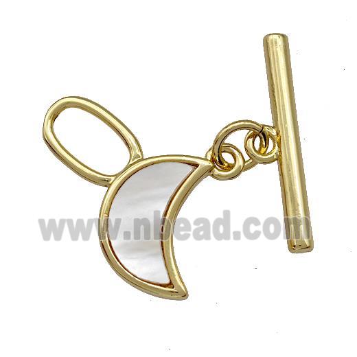 Copper Toggle Clasp Pave Shell Moon Gold Plated