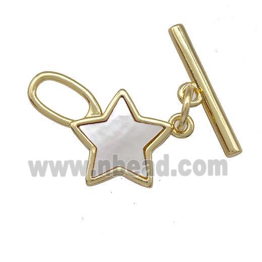 Copper Toggle Clasp Pave Shell Star Gold Plated