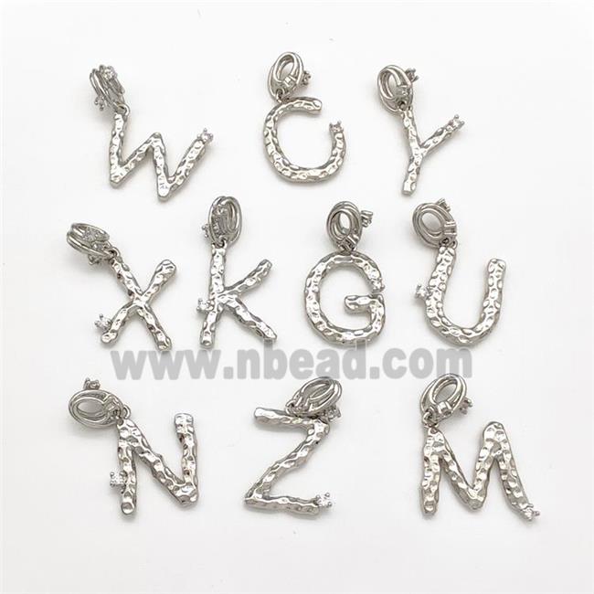 Copper Alphabet Pendant Pave Zircon Mixed Letters Platinum Plated
