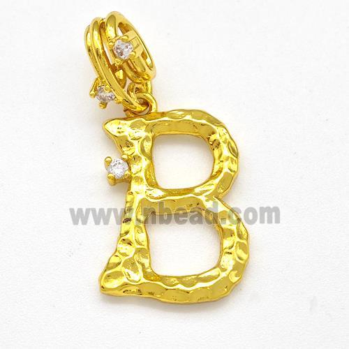 Copper Letter-B Pendant Pave Zircon Gold Plated