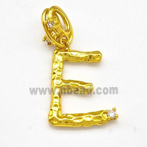 Copper Letter-E Pendant Pave Zircon Gold Plated