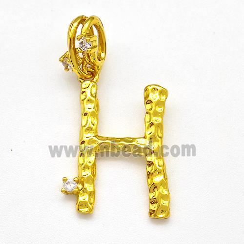 Copper Letter-H Pendant Pave Zircon Gold Plated